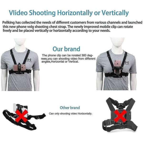 Universal mobiltelefonklemme til actionkamera Pov Gopro Samsung Iphone holder & stativ