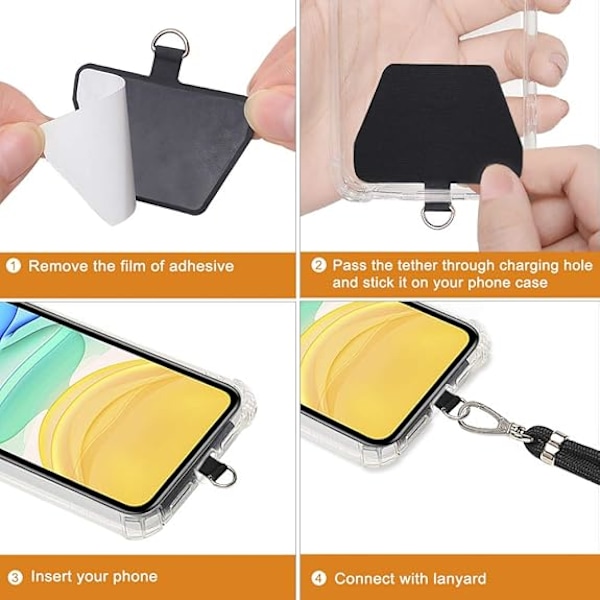 Mobiltelefonhalsband med patch, justerbar nylonrem för de flesta smartphones (skal ingår ej)
