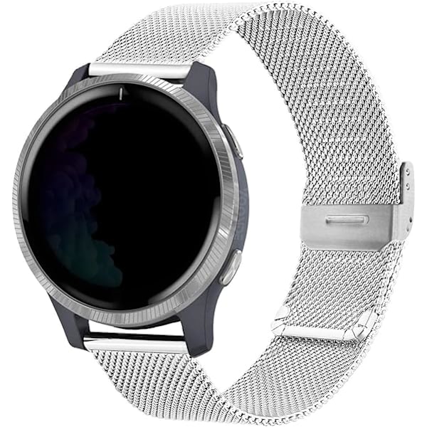 Klockarmband för Garmin Venu 2 Plus/Venu Sq/Vivoactive 5 / Vivomove 3, Rostfritt Stål Metall Mesh 20mm Snabbfäste Armband