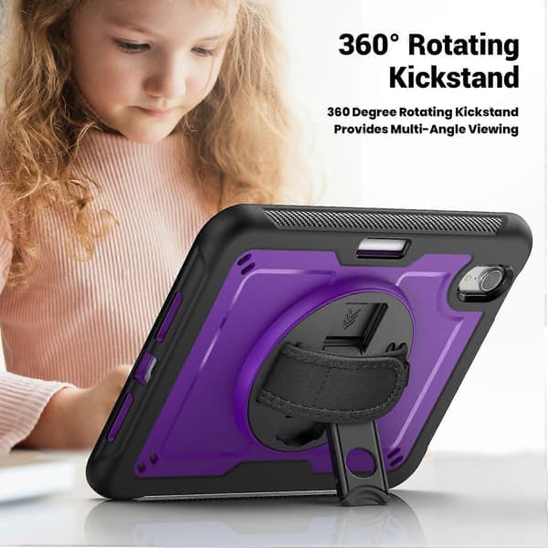 Cover med støttefod til iPad mini (2024)/(2021) PC TPE Tablet Cover med håndrem