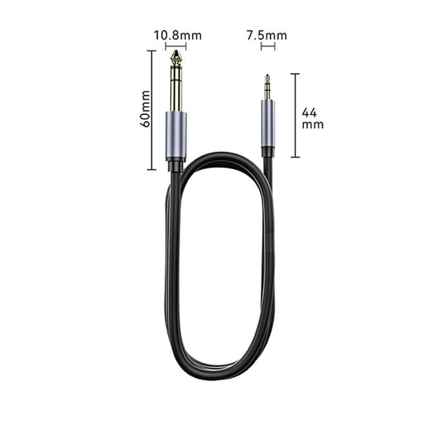 Dobbelt skjermet lydkabel 3,5 mm til 6,5 mm stereokabel for miksebord, gitarer, keyboard og høyttalere - 1/1,5/3/5M 1 m