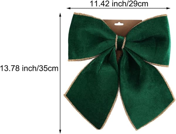 Grön Guld 2-pack Ny julrosett-prydnad – DIY-bandrosett med guldkant för julgranar, kransar och presentaskar Green Golden L