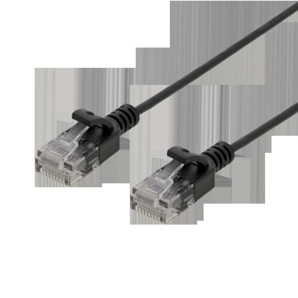 U/UTP Cat6 patchkabel slank, 2,6 mm⌀, 0,5m 500MHz svart