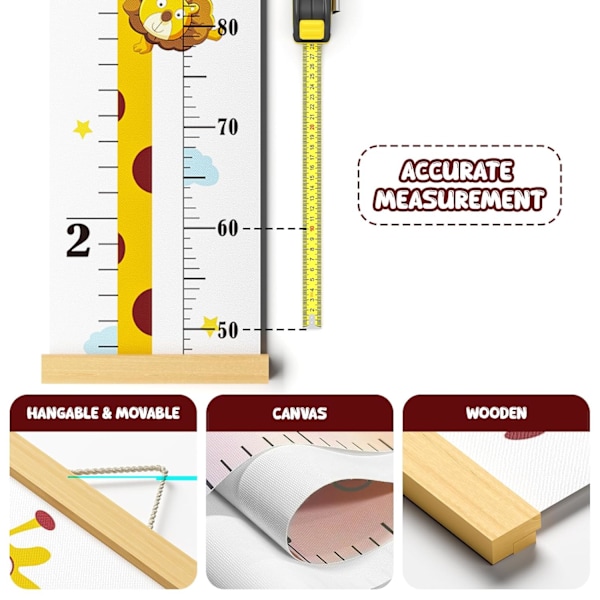 Höjdväxtdiagram för bebisar, Höjdtabell i canvas för barn, bebisar, småbarn, pojkar, flickor, Träväxtdiagram för vägg, rum, barnkammare, Hängbar