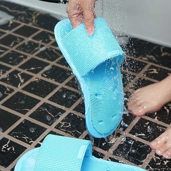 Fotborste för dusch - Silikonfotborste med sugkoppar, rengör fötterna blå blue