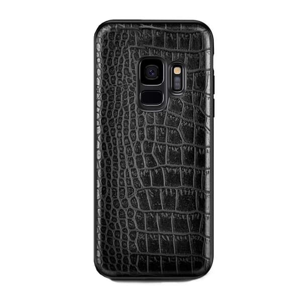 Samsung Galaxy S9 Mobilcover Sort Læder Krokodille Cover Sort black