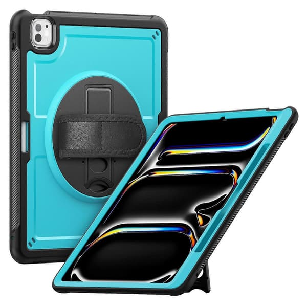 For iPad Pro 13 (2024) M4 Deksel Stativ PC TPE Nettbrettdeksel med Håndstropp