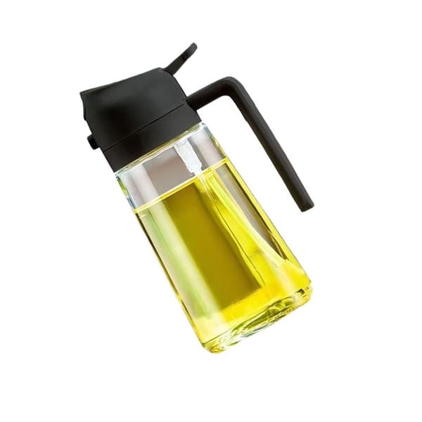 470 ml oliesprayflaske, fortykket glasoliedispenser med spray- og hældefunktion, sort Black