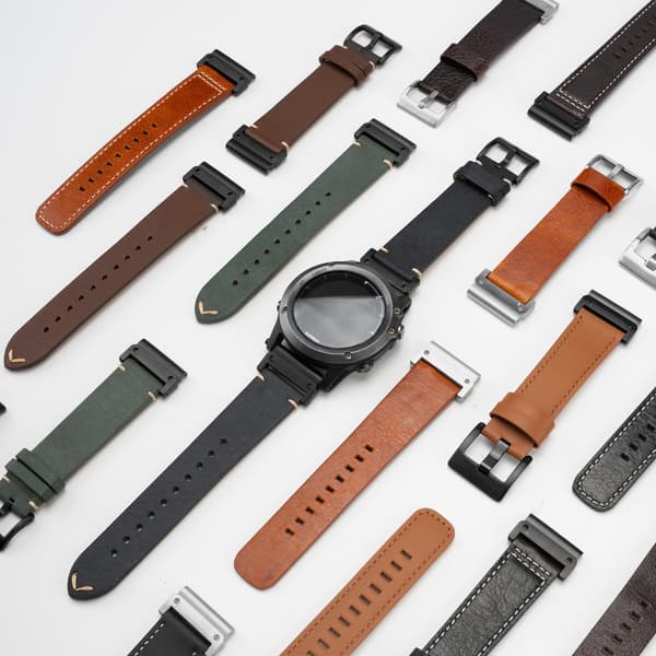 Premium læderurrem kompatibel med Garmin Fenix 8/7X/3 - Stilfuld erstatningsrem Sort 20 mm Sort 20 mm Black