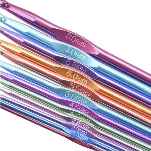 12 kpl virkkuukoukkuja, monivärinen multicolor