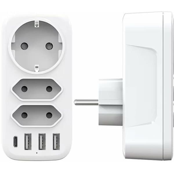 USB-strømpadde, 3-veis veggstrømpadde med 3 USB-porter 3A, 6-i-1 4000W Multi USB-lader, USB-strømpadde for hjemmet