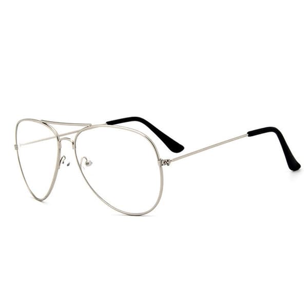 Retro Pilot Aviator Briller Sølv Klare Linser Uten Styrke silver