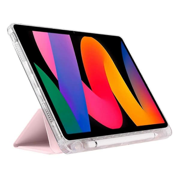 Fodral för Xiaomi Redmi Pad SE Tri-Fold Ställ Läder+TPU+Akryl Klar Baksida Tablet Skydd