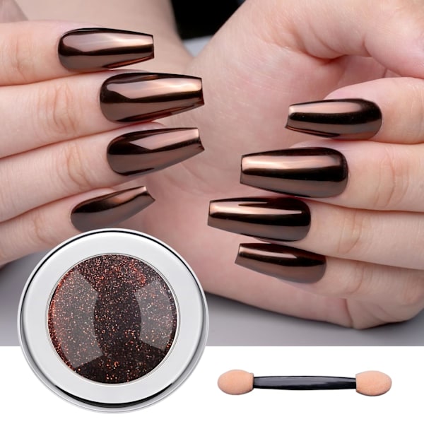Krom Nagelpulver - Kaffe Choklad Effekt Nagelkonst Spegel Krom Nagelpulver, Brunt Metalliskt Spegel Krom Pulver Pigment