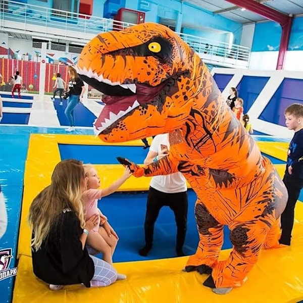 Dinosauriekostym för vuxna Uppblåsbar T-REX Kostym Rolig Halloween Dinosauriekostym Party Cosplay Maskerad Jumpsuit, Brun