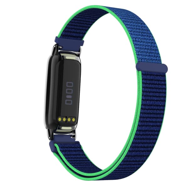 Nylon Loop Armbånd Kompatibel med Fitbit Luxe - Justerbart Sportsarmbånd Grønn+Blå Green+Blue