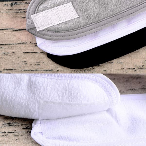 Ansigts Hårbånd Make Up Wrap Hoved Terry Klud Hårbånd Justerbart Håndklæde til Ansigtsvask, Brusebad, 3 Stykker (Hvid, Sort, Grå)