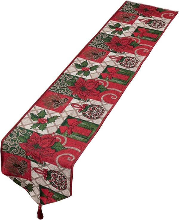 35x300cm 1 stk vevd jacquard polyester-bomull julegave bordløper sengeendeflagg dekorasjon duk