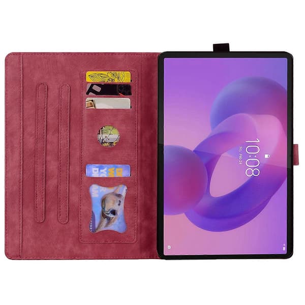 Fodral för Lenovo Tab K10C/Tab E10C med Kortfack Läder Tablet Ställ Folio Omslag Blomma Katt