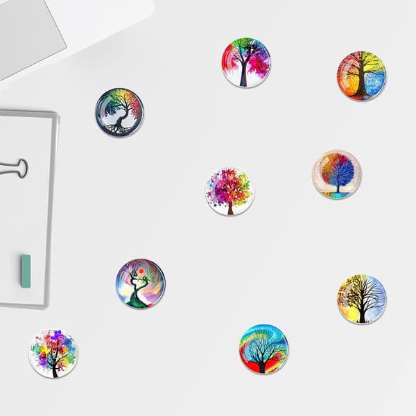 12-pack Livets Träd Kylskåpsmagneter 3D Glas Anslagstavla Kontorsmagneter Set Estetiska Livets Träd Små Kylskåpsmagneter