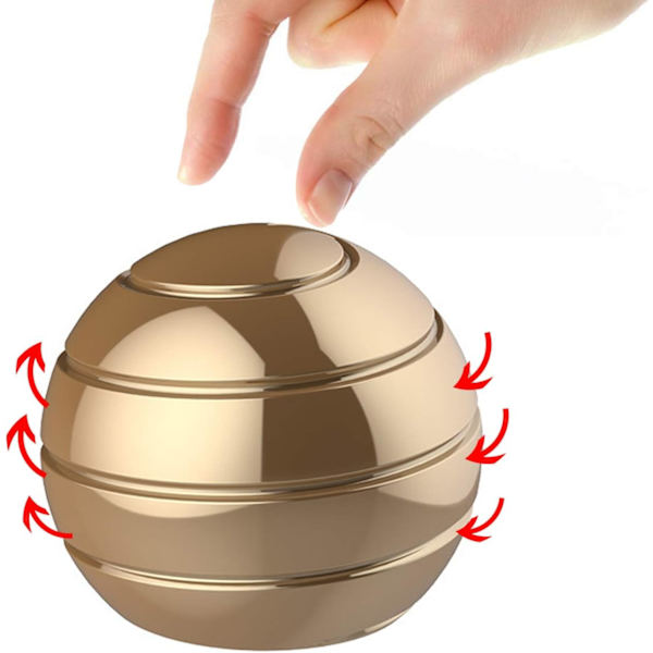 Kinetiska skrivbordsleksaker, Full Body Optical Illusion Fidget Spinner Ball, Gåvor till män, kvinnor, barn Storlek 2,1\", Guld