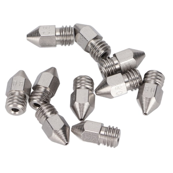 10 st 3D-skrivarmunstycken MK8 i rostfritt stål 1,75 mm extruderingstryckhuvuddelar tillbehör 0,8 mm