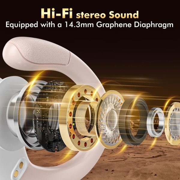 Langattomat nappikuulokkeet Bluetooth-kuulokkeet 80 tunnin toistoaika Kuulokkeet IPX7 Vedenpitävä ja virranäyttö ENC-kohinanvaimennusmikrofoni Over-Ear Stereo Bass Earp Rose Gold