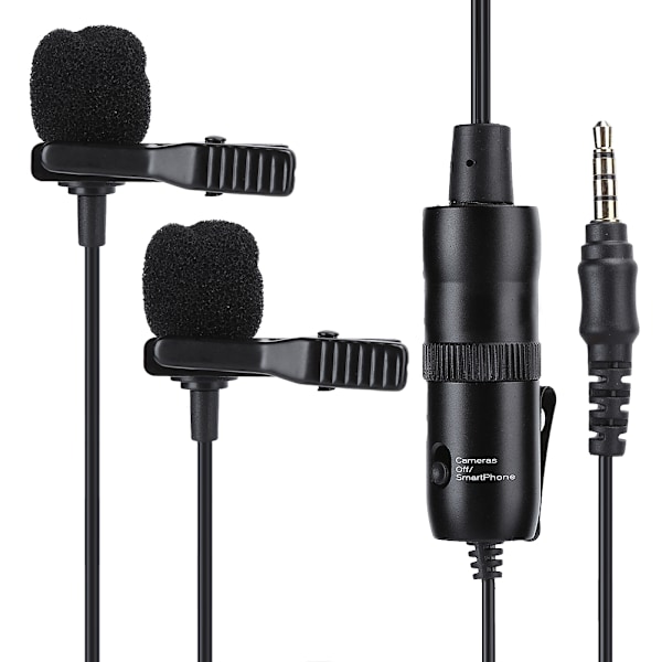 SL2 Lavalier Dobbel Mikrofon Bærbar Slipsklips Mini Audio Mic 3.5mm Kontakt for PC