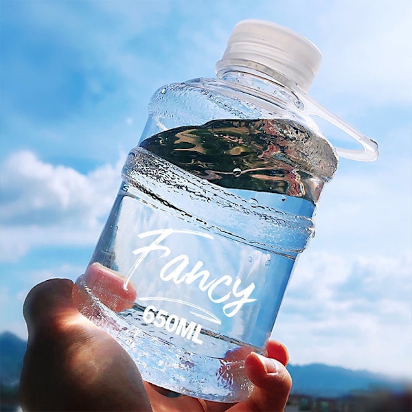Mini Liten Ren Hinkkopp Plast Vattenkopp Fancy [Transparent Vit] 650ml Singelkopp + Koppborste
