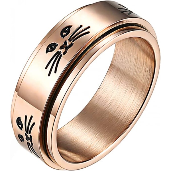 Men's Women's Stress Relief Stainless Steel 8MM Spinner Ring Animal Cat Band-Circumference: 67.5mm diameter 21.5mm 1 piece