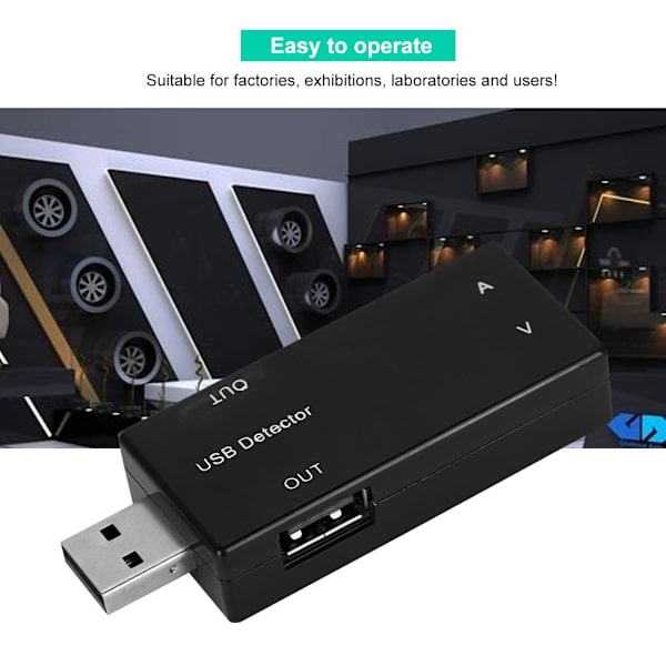 Sort USB-strømmåler Spændingstester Dobbelt display Bordmåler