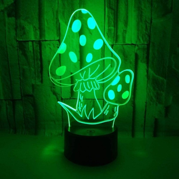 Qinwei Svampar 3D LED Bordslampa Psykedeliska Svampar Nattljus Optisk Visuell Illusion Heminredning Belysning