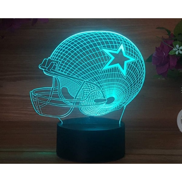 Fotballhjelm nattlys 7 farger LED, 7 farger gradvis endring berøringssensor USB bordlampe for feriegaver eller hjemmedekorasjoner