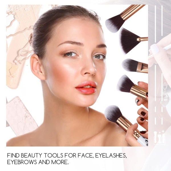10 st Makeup Brushes Professional， Marmorhandtag Set, mjuka och luktfria naturliga syntetiska borst（vita）