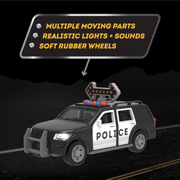 Driven by Battat – Poliisiautolelu SUV mittakaavassa 1:24 – Leikkiauto valoilla ja äänillä – Pelastusautolelu pojille, tytöille ja yli 3-vuotiaille lapsille