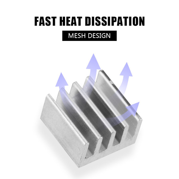 10 stk elektronisk kjøleribbe Rask varmeavledning Aluminium Chip Heatsink for 3D-skriver A4988