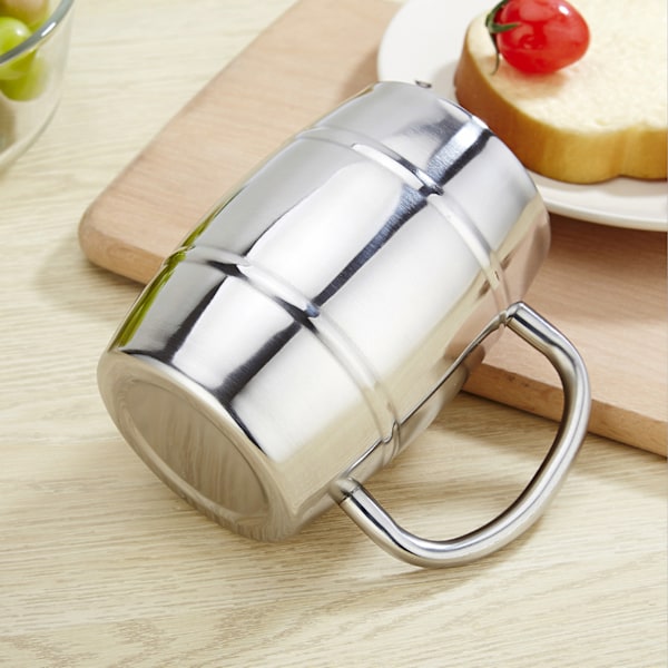 470 ml 304 Dubbelväggig Rostfritt Stål Ölmugg Utomhus Camping Te Kaffe Kopp med Handtag