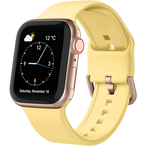 Apple Watch-armband i mjukt silikon, sportarmband, ersättningsarmband, lämplig för hela Iwatch-serien (Mango Yellow 38/40/41mm)