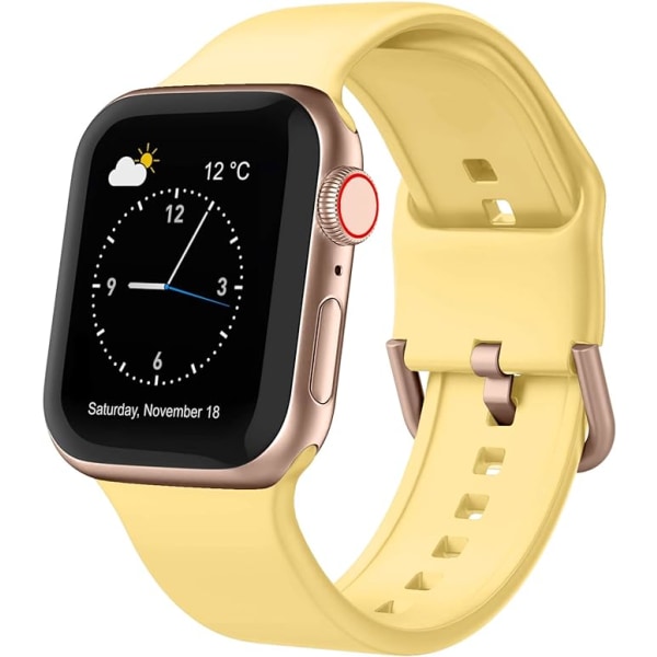 Apple Watch-rem i myk silikon Sportsarmbåndserstatningsrem, egnet for hele serien med Iwatch（ Mango Yellow 42/44/45mm）