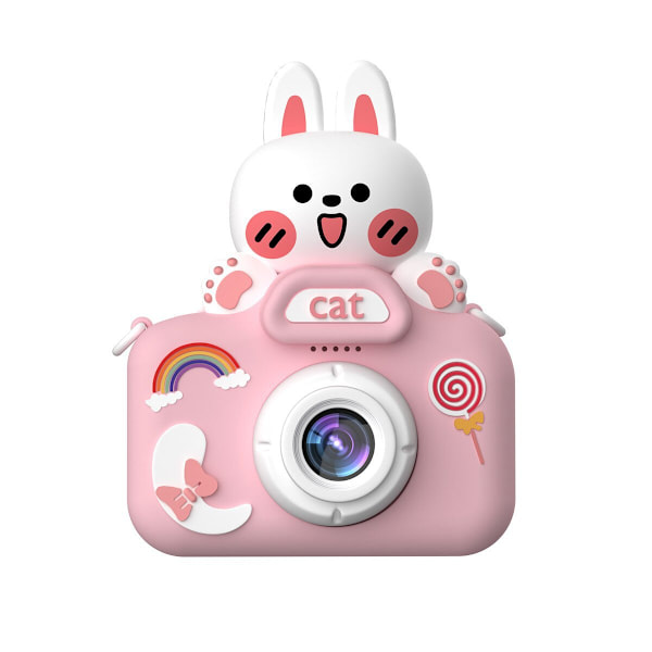 Barnkamera HD 4800W SLR Minikamera Studentpresent Big Head Rabbit Pink