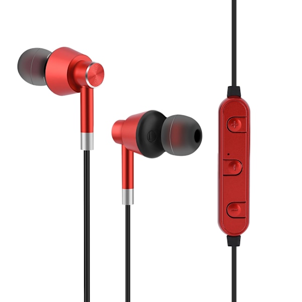 Magnetic Stereo Wireless Bluetooth Headphone In-ear Earphone for Smartphones Red