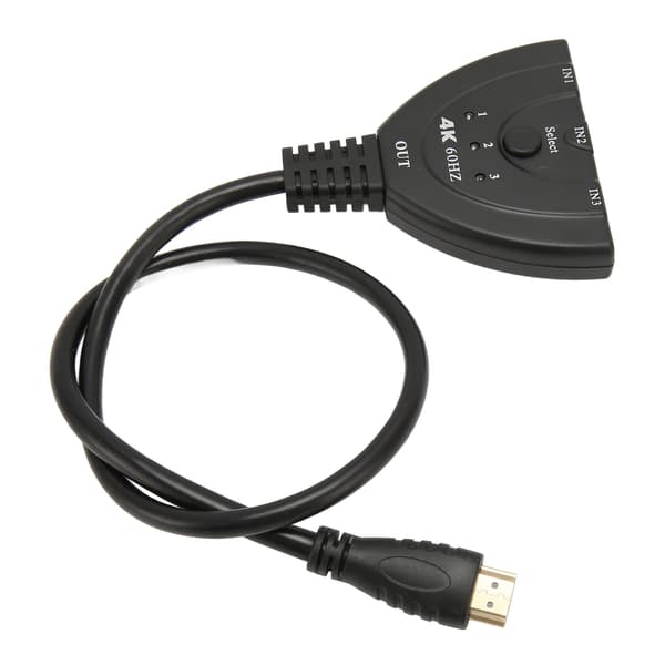 3 i 1 Out HD Multimedia Interface Switch 4K 60Hz 3x1 HD Multimedia Interface 2.0 Switch Hub med LED-indikator