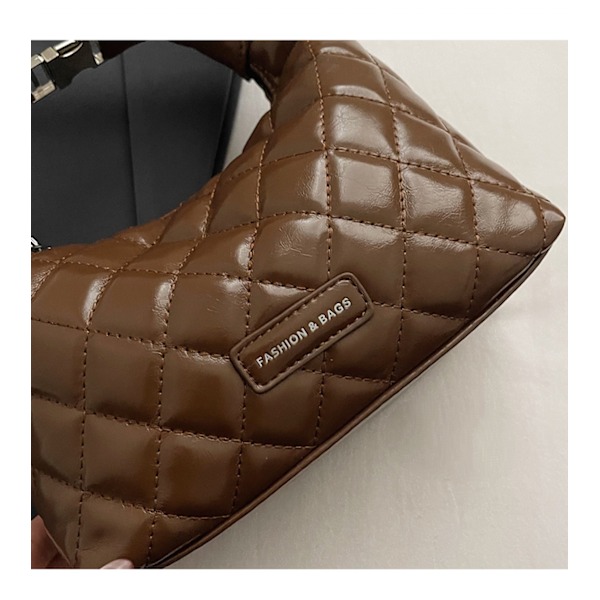 Pendlerhåndveske broderi diamantgitter enkel skulder crossbody veske tekstur stor kapasitet veske dame