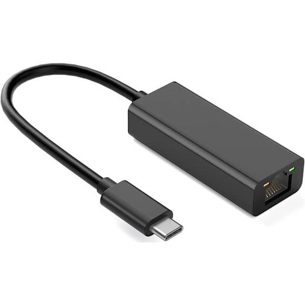 Sort USB C til Ethernet-adapter til ny bærbar computer, kompatibel med HP Dell-bærbar computer, Acer HP Chromebook, MacBook