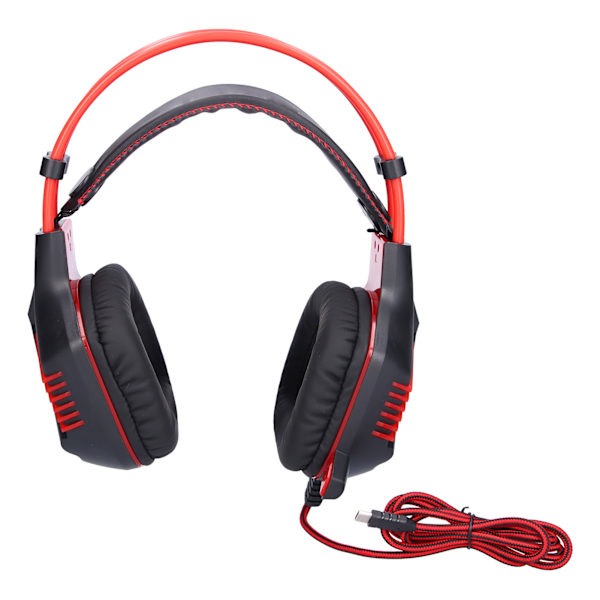 Typ C Gaming Headset Justerbar Trådbunden Over Ear Spelhörlurar med Mikrofon LED-ljus