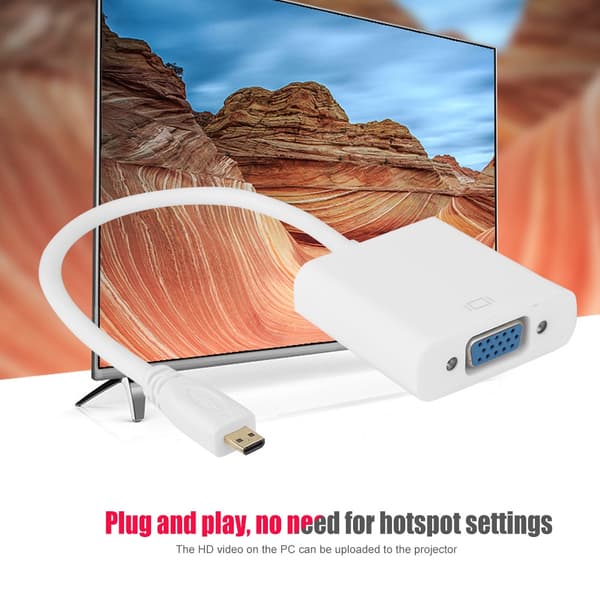 HDMI til VGA  HDMI Konverter Adapter Kabel Til Computer/DVD/Digital Set-Top Box(Hvid)