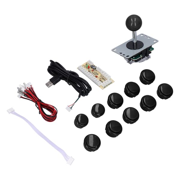 QM070901 Arcade Game Joystick Kits Zero Delay Arcade Game DIY Kit Parts med Encoder Board 10 Knapper Joystick for MAMEBlack