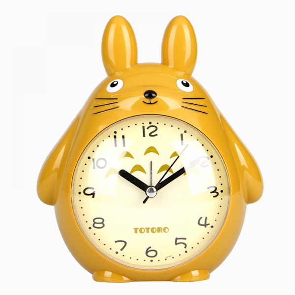SAYTAY Väckarklockor för sovrum, tecknad väckarklocka Totoro väckarklocka nattlampa, studentbarns heminredning skrivbordsklocka (gul)
