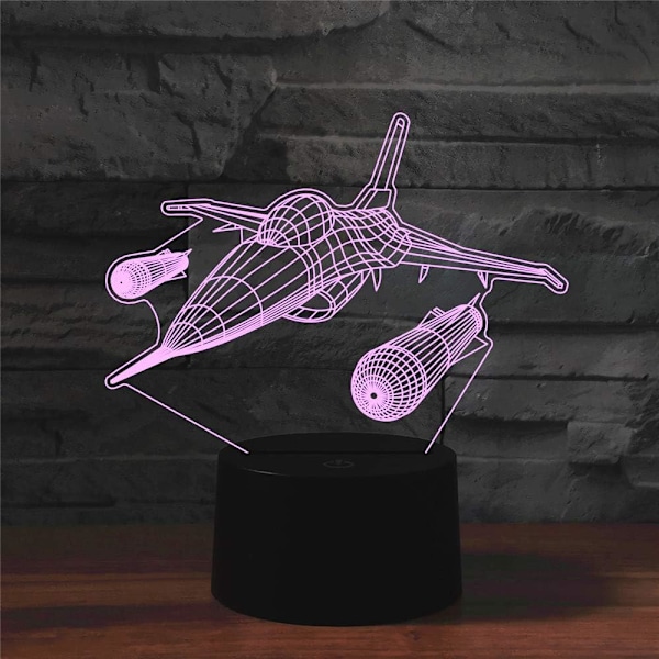 3D Jagerfly-Fjernkontroll 16 Farger Nattelysbilder Illusionsakryl LED Bord- og Nattbordlampe Barn Soverom Skriveborddekor Bursdagsgaver Leke