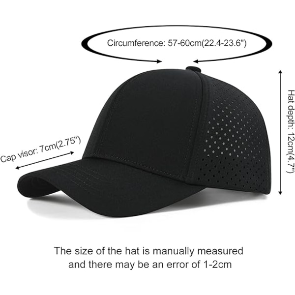 Mænd Hurtigtørrende Baseball Cap Laser Cut Mesh Bold Cap Buet Skygge Snapback Hat Black